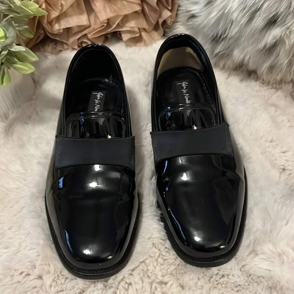 John W. Nordstrom Black Patent Leather Maestro Slip On Tuxedo Mens Dress Shoes